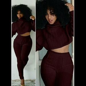 Red Turtleneck pant suit